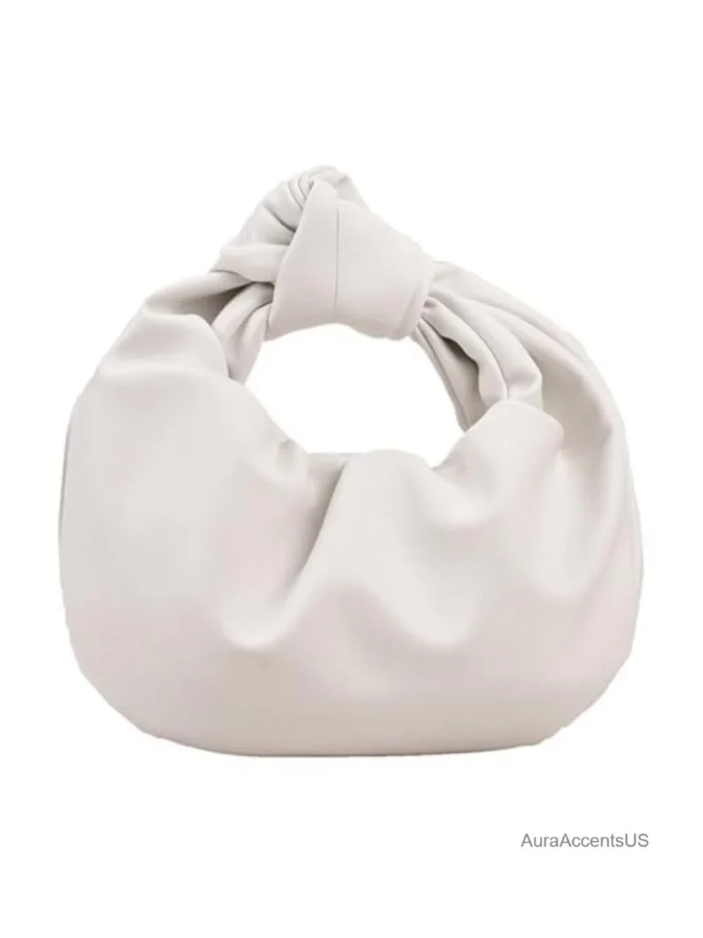 Wrinkled PU Leather Cloud Shape Knotted Hobo Handbag Y2K Dumpling Clutch Purse